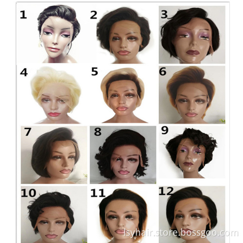 Sexy Lady Full Lace Short Style Ombre Color Human Hair Wigs,Customized  Pre-Plucked Hairline Peruvian Human Hair Wigs